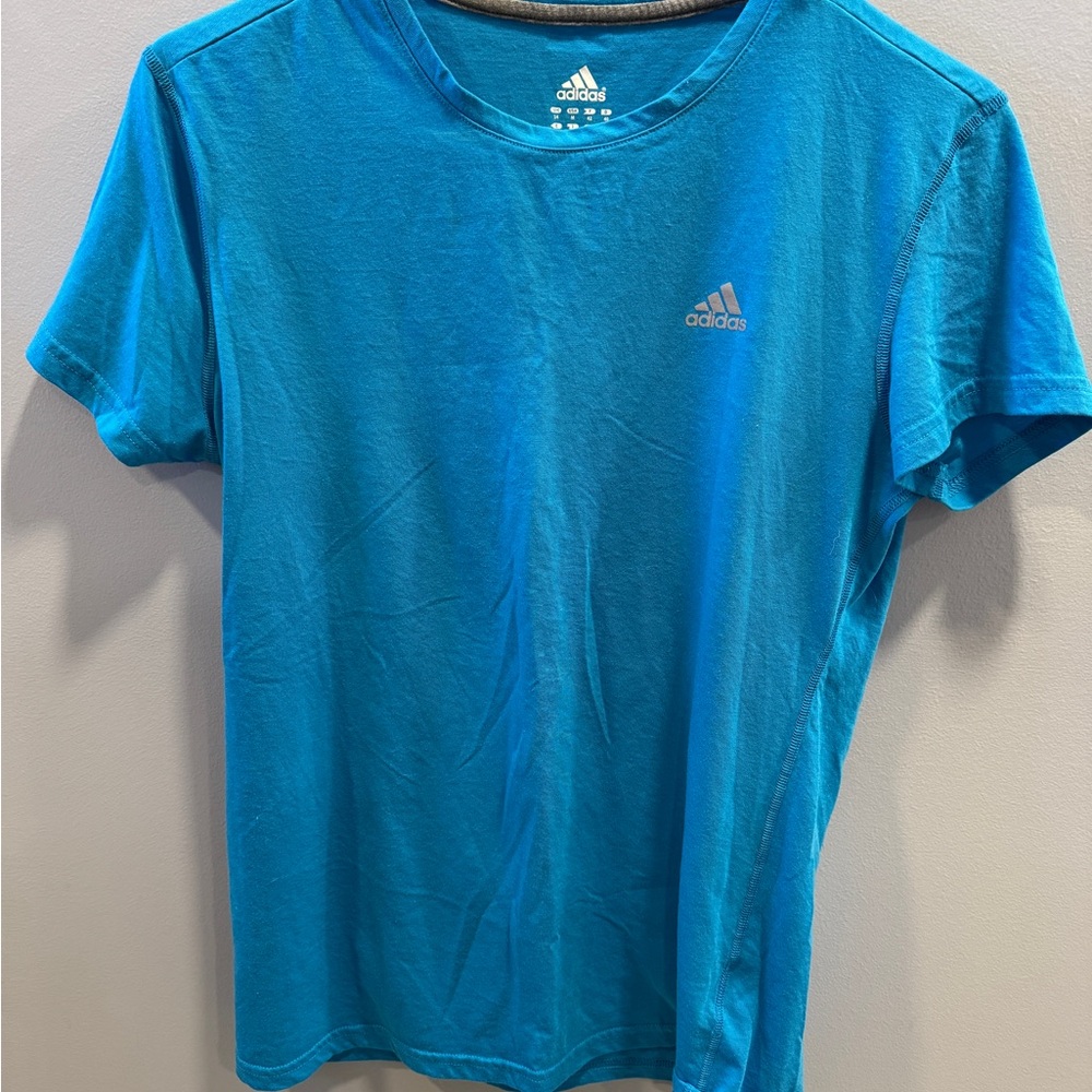 Adidas Women's Bright Blue Short Sleeve ClimaLite Tee Medium